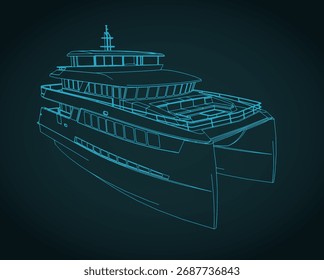 Großer Luxus-Katamaran stilisierte Vektorgrafik