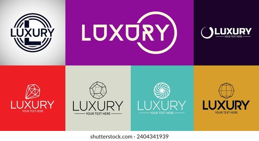 Grosses Luxusset. Luxus-Logo. Elegantes Logo, Vektordesign. Flaches Vektorgrafik-Logo-Design. Vorlage für kreatives Design.