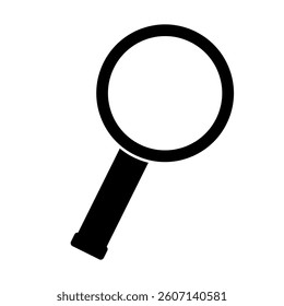 A large magnifier symbol in the center. Isolated black symbol