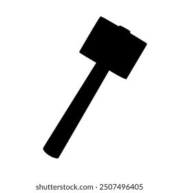 A large mallet symbol in the center. Isolated black symbol. Vector illustration on white background