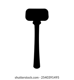 A large mallet symbol in the center. Isolated black symbol. Vector illustration on white background