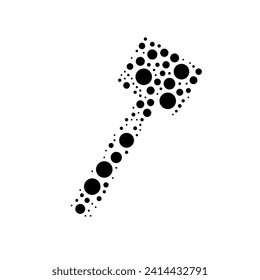 Ein großes Palettensymbol in der Mitte im Pointillismus-Stil. Das mittlere Symbol ist mit schwarzen Kreisen verschiedener Größen gefüllt. Vektorgrafik auf weißem Hintergrund