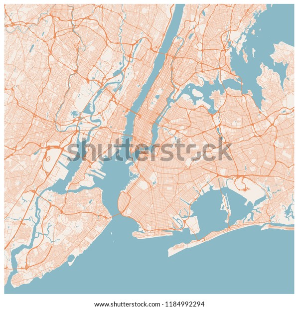 ニューヨーク市 米国 の大きな地図 Nycの道路と通りの計画 ニューヨークの交通システム 大きなリンゴの地図 マンハッタン ブロンクス ブルックリン クイーンズ スターテンアイランドの輸送網 のベクター画像素材 ロイヤリティフリー