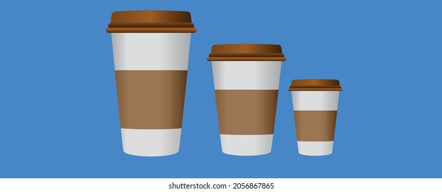 large, medium and small cardboard coffee cups.
world coffee day.
Vector design Eps 10.