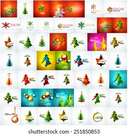 Large mega collection of Christmas cards and elements - trees, snowflakes