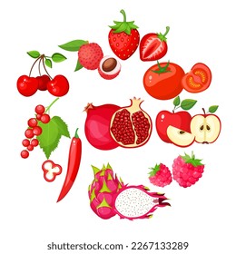 A large mega set of vegetables and fruits in a juicy cartoon style. The concept of healthy food and products. A bright element for your design.