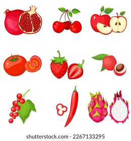 A large mega set of vegetables and fruits in a juicy cartoon style. The concept of healthy food and products. A bright element for your design.