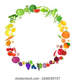 A large mega set of vegetables and fruits in a juicy cartoon style. The concept of healthy food and products. A bright element for your design.