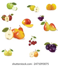 A large mega set of vegetables and fruits in a juicy cartoon style. The concept of healthy food and products