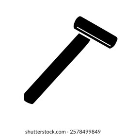 A large mens razor symbol in the center. Isolated black symbol