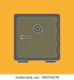 Ilustración vectorial de estilo plano de banco de metal grande aislada en un fondo de color.