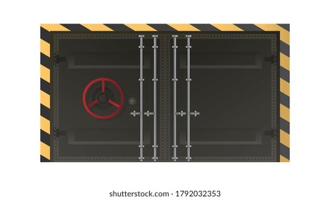 Large metal doors from the bunker. Armored door for banks or shelters. Isolated. Vetkor.