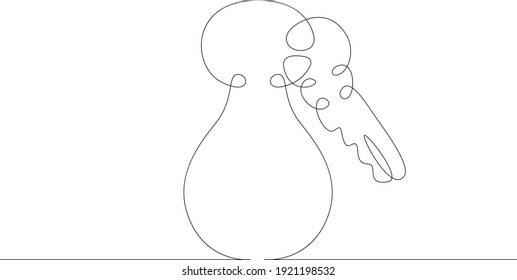 Grosser Metallschlüssel für das Schloss. Ein Logo mit durchgehender Zeichnungslinie, handgezeichnet, nur eine minimale Illustration