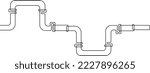 Large metal pipe. Gas pipeline or oil pipeline. Continuous line drawing, vector illustration.