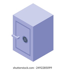 Large metal safe isometric icon protecting money and jewelry
