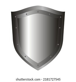 Large metal shield. Knight defense. Vector