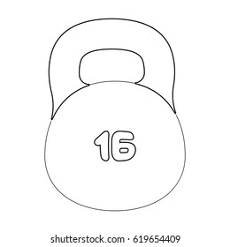 A large metal weight of 16 kg. Iron for strong strokes.Gym And Workout single icon in outline style vector symbol stock illustration.