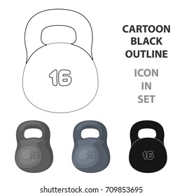 A large metal weight of 16 kg. Iron for strong strokes.Gym And Workout single icon in cartoon style vector symbol stock illustration.