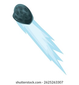 Large meteorite is hurtling through space, leaving a bright blue trail in its wake