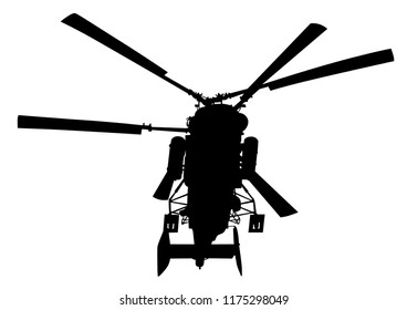 Large military helicopter on a white background