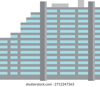 Ilustração exterior grande moderna do edifício do escritório cinza