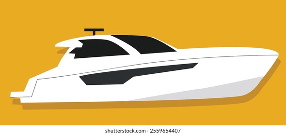 Large motor yacht.Yacht. Sea transport vector illustration in flat