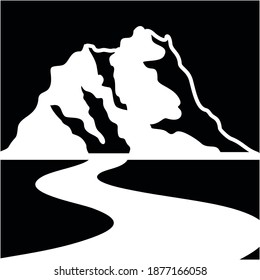 The large mountain has a solid impression, with a winding road leading to it