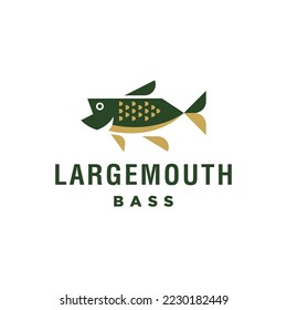 large mouth bass Fishing logo design template illustration . Sport fishing Logo. geometric modern fish logo