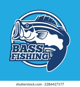 Large Mouth Bass Fishing Logo, suitable for fishing club logos, Bass fishing lovers, t-shirt designs and their communities.