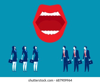 Large mouth. Business people and mouth. Concept business vector illustration.