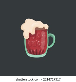 Gran taza de cerveza fresca de espuma oscura - Ilustración vectorial