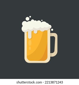 Large mug of fresh light foamy beer - Vector illustration