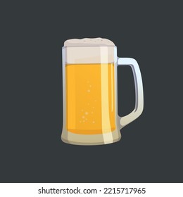 Large mug of fresh light foamy beer - Vector illustration