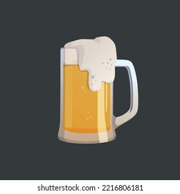 Large mug of fresh light foamy beer - Vector illustration