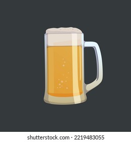 Large mug of fresh light foamy beer - Vector illustration