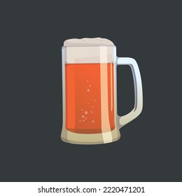 Large mug of fresh light foamy beer - Vector illustration