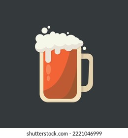 Large mug of fresh light foamy beer - Vector illustration