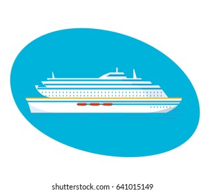 A large multi-storey cruise passenger liner on a white background. Modern vector illustration isolated.