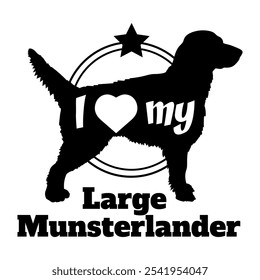 Large Munsterlander  dog silhouette, i love my dog,  dog, dog breeds, logo, vector, silhouette, animal, illustration, icon, sign, black, pet,