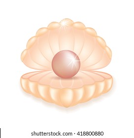 Large natural bright pearl in the shell