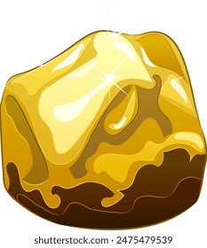 Großer Goldnugget. 
Vektorillustration eines Goldnuggets mit einer natürlichen unebenen Form und einer glänzenden Oberfläche. Bergbau, Investitionen in Edelmetalle, Schmuck, geologische Forschung.