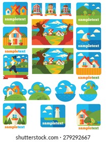 large and nature illustration, emblems and icons