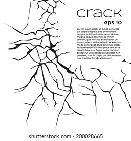 a large number of cracks in a different direction on a white background