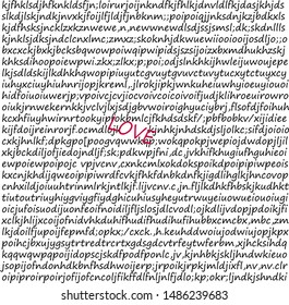 A large number of lines with different characters. Among them there are letters, commas.