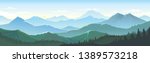 Large number of mountains, vast landscapes touching the horizons, skies and dense lush forest
