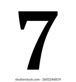 A large number seven symbol in the center. Isolated black symbol