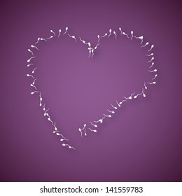 Large number of sperms with heart, vector illustration