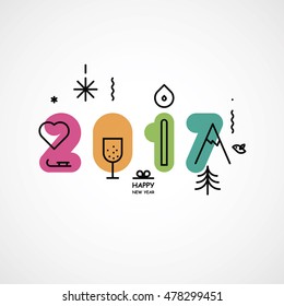 large numbers a background for New Year's icons 2017