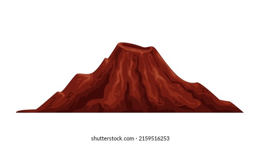 Large old volcano mountain top flat vector object isolated. Natural terrain formation cartoon style illustration
