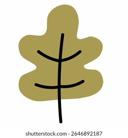 Large olive-hued leaf with central vein, great for rustic fall decorations.
